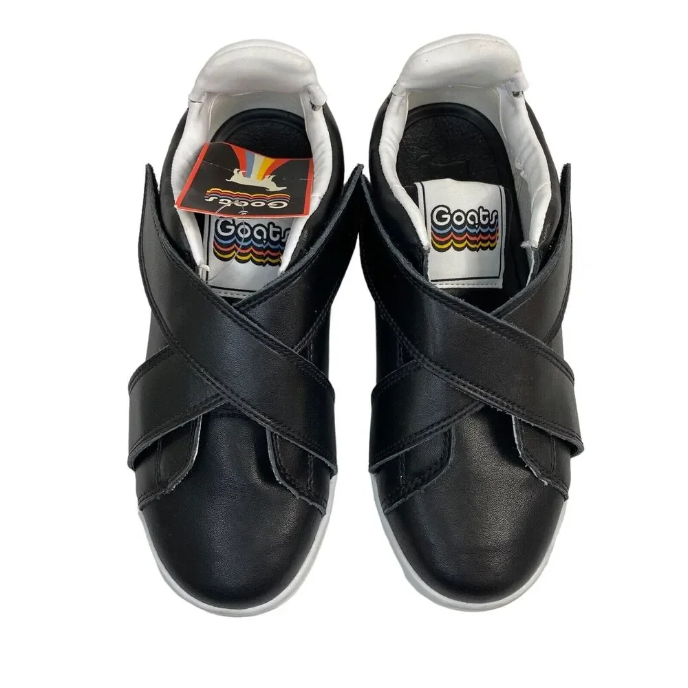 GOATS Kids Black Leather Low Crossover Hook-and-loop Sneakers Size 1 Unisex